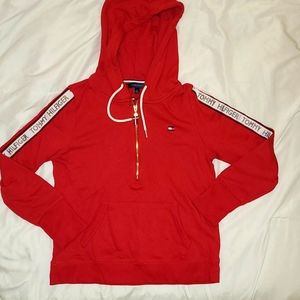 Tommy Hilfiger Red Half Zip Hoodie Sweater
